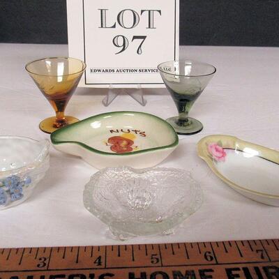Lot of Vintage Salt Dips, Nut Dish and Cordials, Germany, California