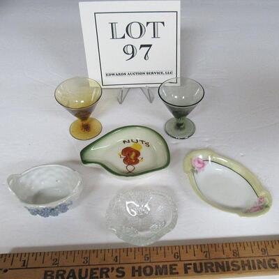 Lot of Vintage Salt Dips, Nut Dish and Cordials, Germany, California