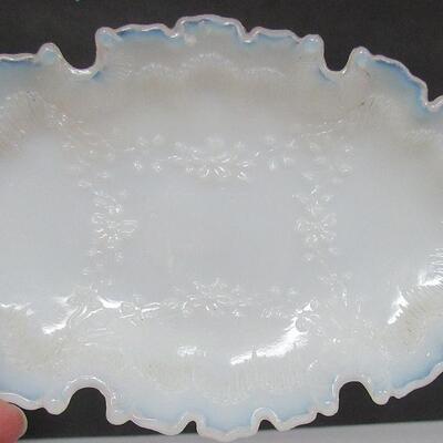 Vintage Pink Depression Dresser Box and Milk Glass Small Tray