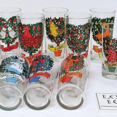 12 Days of Christmas Glass Tumblers, 2 Sizes, Pepsi