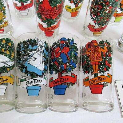 12 Days of Christmas Glass Tumblers, 2 Sizes, Pepsi