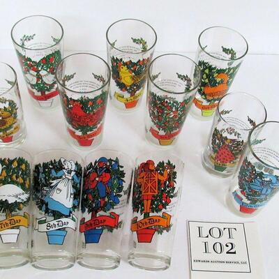 12 Days of Christmas Glass Tumblers, 2 Sizes, Pepsi