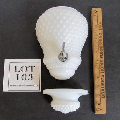 Vintage Hobnail Milk Glass 2 Piece Wall Pocket Set