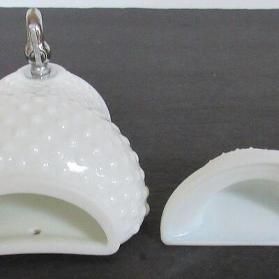 Vintage Hobnail Milk Glass 2 Piece Wall Pocket Set