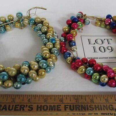 2 Strands of Small Vintage Glass Christmas Ornaments Strung Together