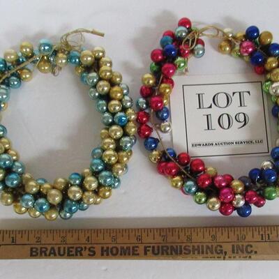 2 Strands of Small Vintage Glass Christmas Ornaments Strung Together