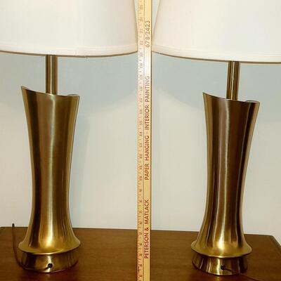 Lot 515: Vintage MCM Lamps (Brass and Teak in Design)