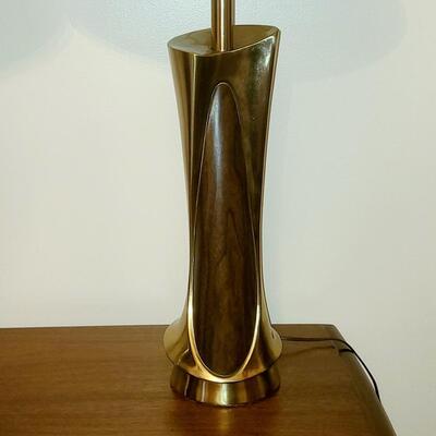 Lot 515: Vintage MCM Lamps (Brass and Teak in Design)