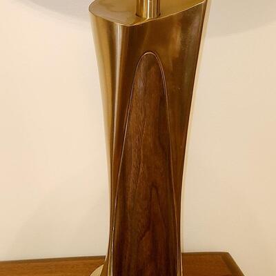 Lot 515: Vintage MCM Lamps (Brass and Teak in Design)
