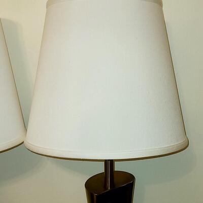Lot 515: Vintage MCM Lamps (Brass and Teak in Design)