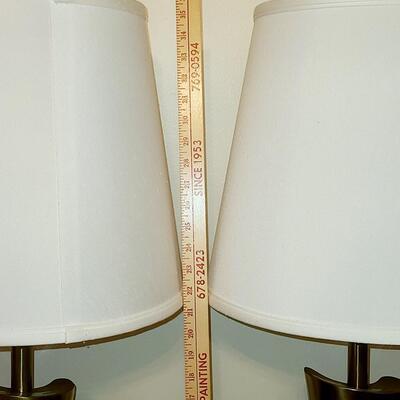 Lot 515: Vintage MCM Lamps (Brass and Teak in Design)