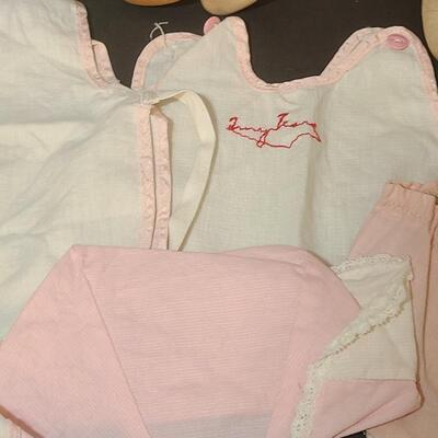Lot 25: Vintage Dolls, Crocheted Purse, and Doll Clothes