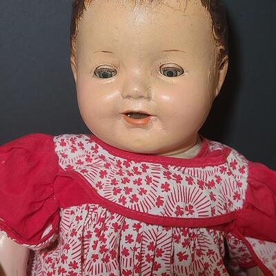 Lot 25: Vintage Dolls, Crocheted Purse, and Doll Clothes