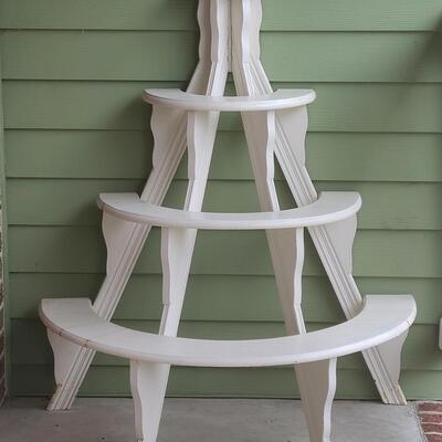 Lot 520: Wood Tiered Stand: Display Plants, Books, Crocks, or Collectibles.