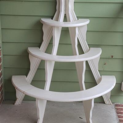 Lot 520: Wood Tiered Stand: Display Plants, Books, Crocks, or Collectibles.