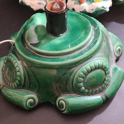 Lot 487: Vintage Flocked Ceramic Christmas Tree with Bird Lights (Large 15 inches)