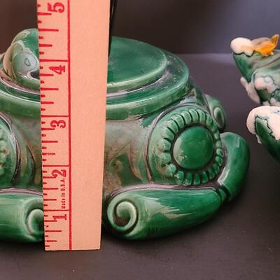 Lot 487: Vintage Flocked Ceramic Christmas Tree with Bird Lights (Large 15 inches)