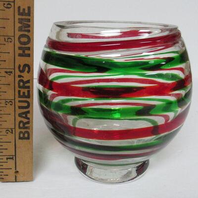 Heavy Glass Christmas Vase or Candle Holder