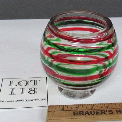 Heavy Glass Christmas Vase or Candle Holder