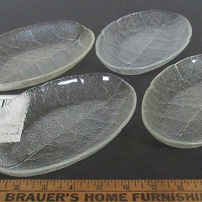 Set of 4 Vintage Tree of Life Leaf Shaped Oval Dishes