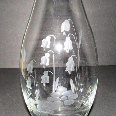 Very Tall Nice Decanter Floral Etch or Cutting