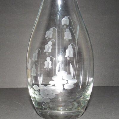 Very Tall Nice Decanter Floral Etch or Cutting