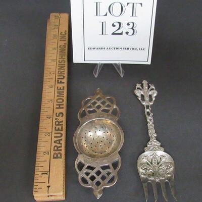 Vintage Silver Plate Tea Strainer and Serving Fork