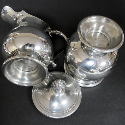 Nice Quality Pewter Coffee Pot, Tea Pot, Sugar and Creamer, Shirley, Williamsburg, Virginia