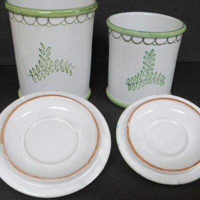 Vintage Canister Set With Fancy Bird Design, Made in Italy