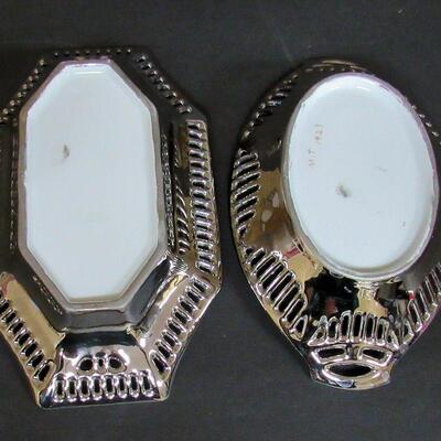 2 Small Candy Dishes Silver Colored Fine China Bavaria, 1927