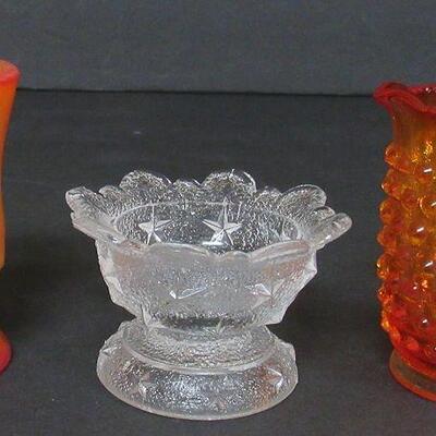 Lot of Small Glassware, Boyd Toothpick, Fenton Small Creamer, Salt Dip