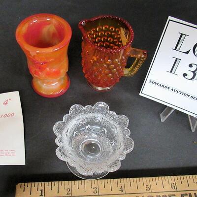 Lot of Small Glassware, Boyd Toothpick, Fenton Small Creamer, Salt Dip