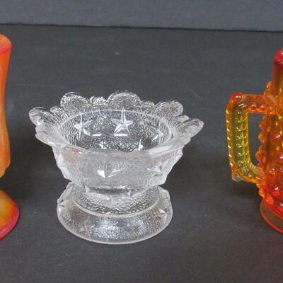 Lot of Small Glassware, Boyd Toothpick, Fenton Small Creamer, Salt Dip