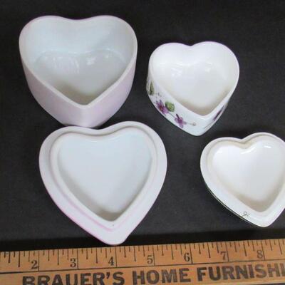 2 Vintage Lefton Heart Shaped Dresser Boxes