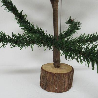 25" Tall Christmas Tree, Wood Base, Plastic Berries