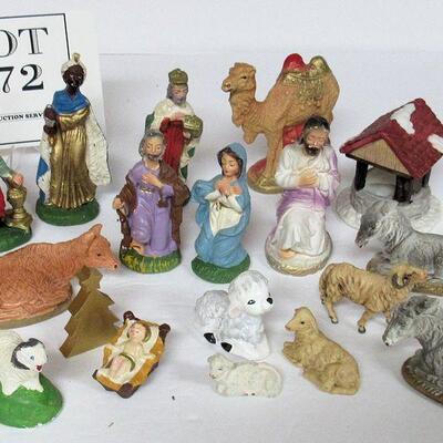 Large Lot of Misc Nativity Pieces, Plaster, Ceramic, Plastic