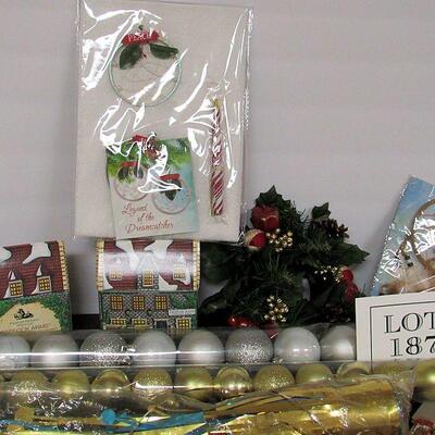 Lot of Misc Christmas Stuff, Ornaments, Towel, Tissue Bells, Craft Items, More