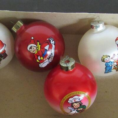 Lot of Vintage Campbell's Soup Glass Ornaments and Icicle Ornaments