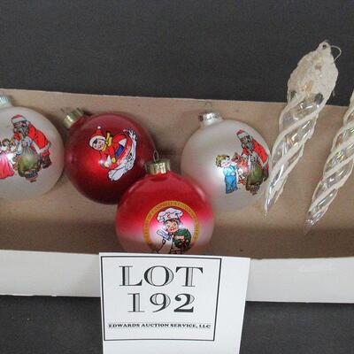 Lot of Vintage Campbell's Soup Glass Ornaments and Icicle Ornaments