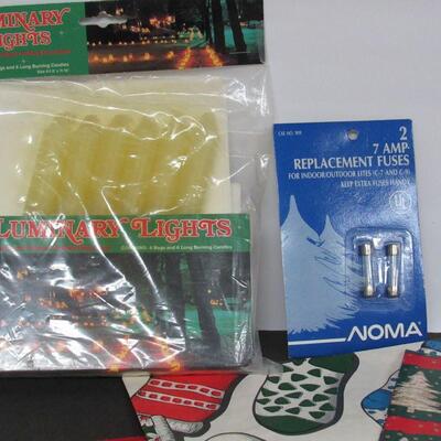 Lot of Misc Xmas, Lights, Wrapping Paper, Fuses, More
