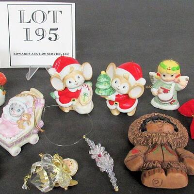 Lot of Ceramic and Plastic Christmas Ornaments, Kitty Cucumber, More