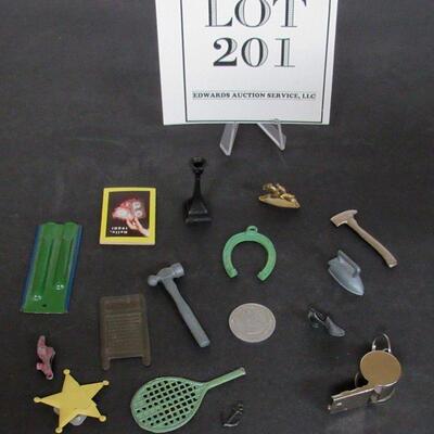 Lot of 16 Metal and Paper Cracker Jack Toys