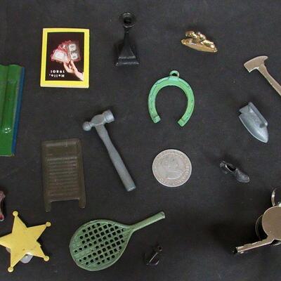 Lot of 16 Metal and Paper Cracker Jack Toys