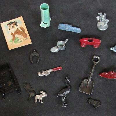 Lot of Vintage Cracker Jack Toys 15 Metal, 1 Paper