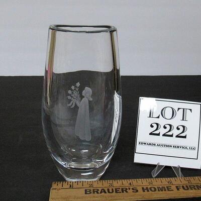 Heavy Crystal Etched Vase