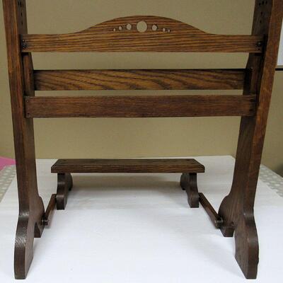 Vintage Oak Church Kneeler With Old Picture of the St. John's Episcopal Church Where It Came From in Minnesota
