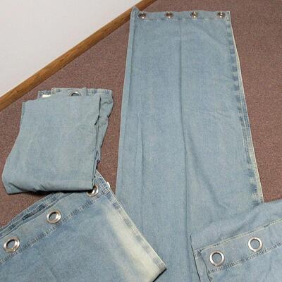 2 Pair Long About 54" x 80" Curtain Panels, Faded Denim, Lined