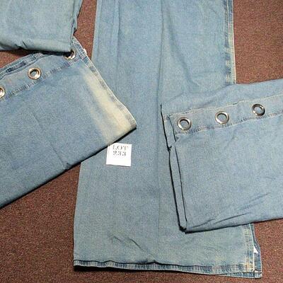2 Pair Long About 54" x 80" Curtain Panels, Faded Denim, Lined