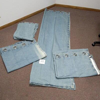 2 Pair Long About 54" x 80" Curtain Panels, Faded Denim, Lined