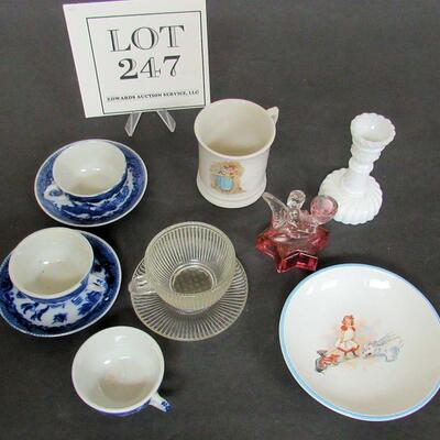 Lot of Vintage Child's Dishes and Candlesticks